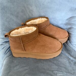 Cozy Brown Suede Ankle Boots- NWOT
